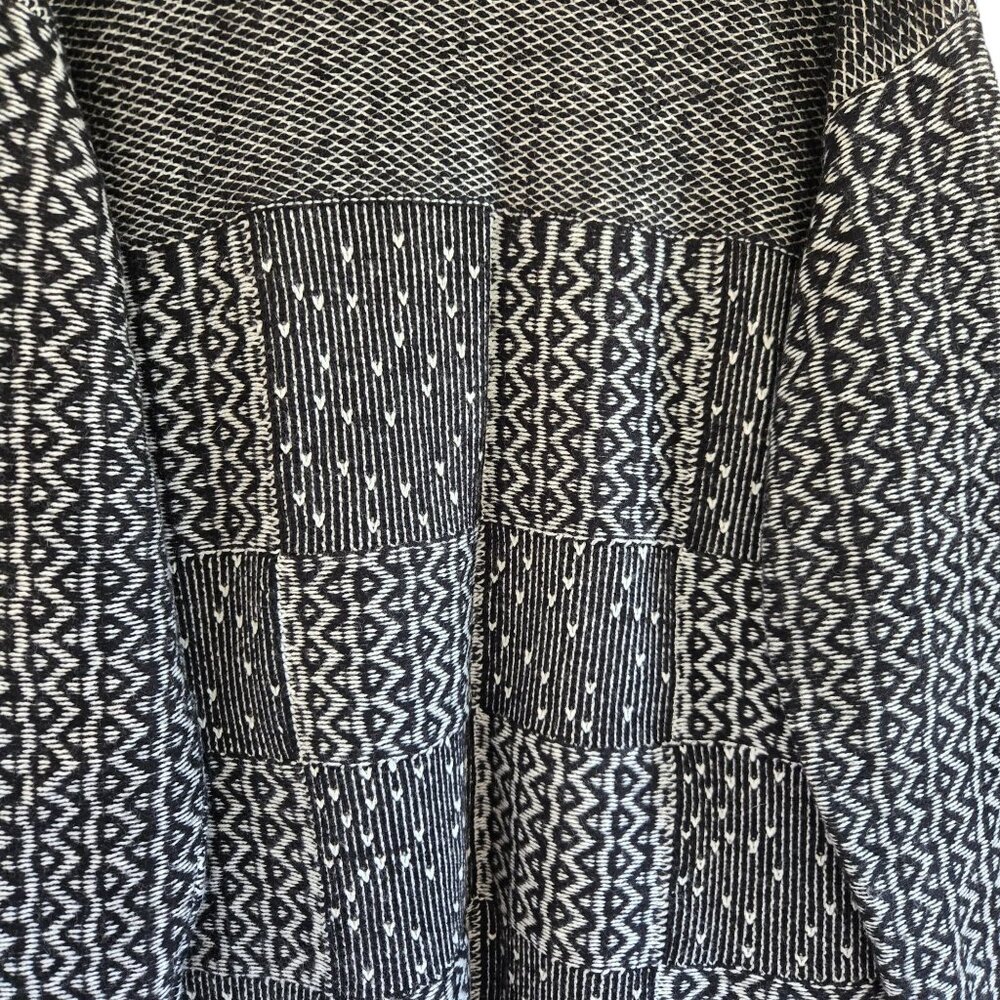 J. Jill Womens Black & White Patchwork Open Front Long Cardigan Sweater Large - Picture 10 of 15